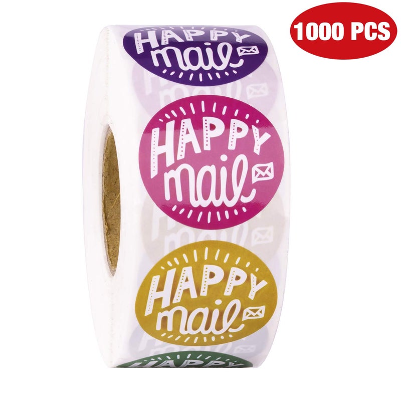 WRAPAHOLIC Happy Mail Business Stickers - 8 Colors Thank You and Shipping Labels - 1.5 x 1.5 Inch, 1000 Total - Image 2